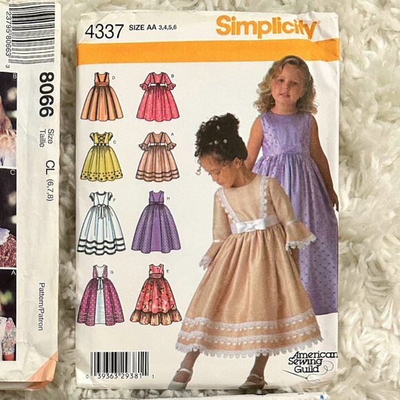 Lot of 6 Girl's Fancy Heirloom Dresses Sewing Patterns Sizes 2 thru 8 Most Uncut - Picture 4 of 8